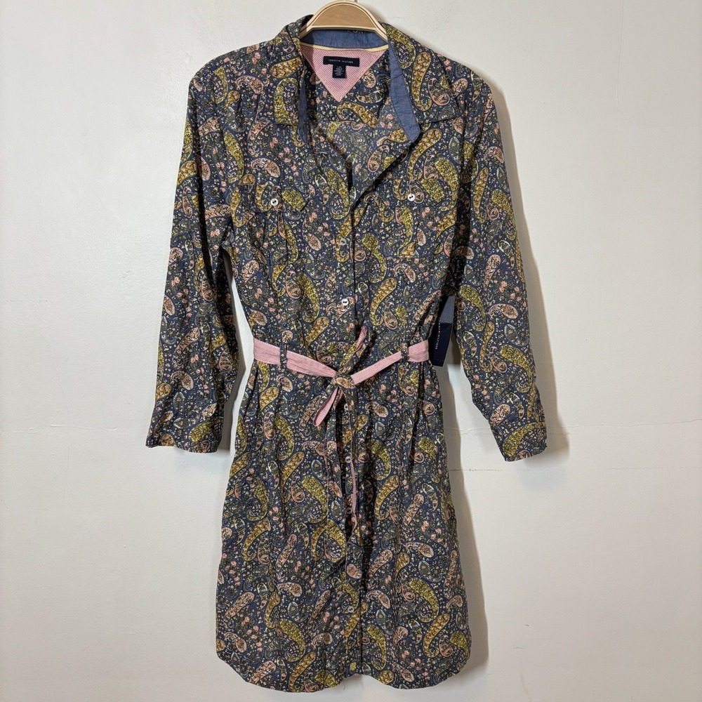 Tommy Hilfiger Paisley Print Mini Dress in Navy, Pink & Mustard